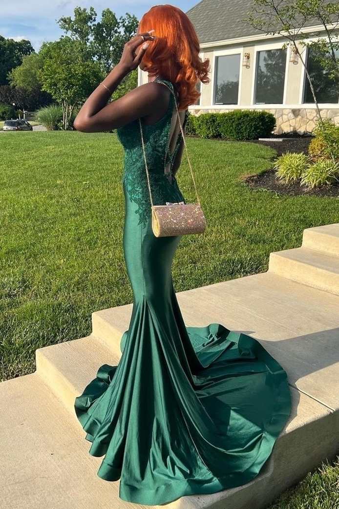 prom dresses for ginger hair Mermaid Prom Dresses With Red Hair Emerald Off-Shoulder Satin Slit Mermaid Custom Made Prom Dress