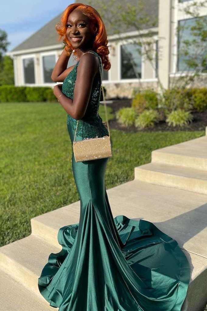 Dark green shop long formal dress