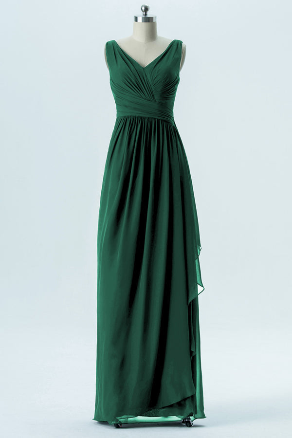 Hunter Green Chiffon Sleeveless Ruffled Bridesmaid Dress Modsele Hunter Green Chiffon Sleeveless Ruffled Bridesmaid Dress Modsele