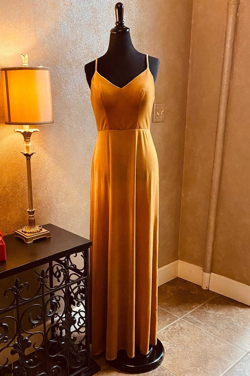 burnt yellow dress Orange Velvet Backless Long Bridesmaid Size:7 US - 37 EU Crochet Beach Dress enhanced by a chic internal-july-19