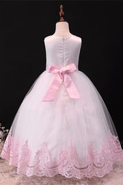 Pink Sleeveless Bow Back Ball Gown