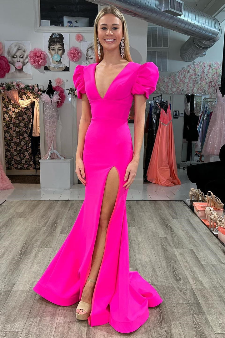 Elegant White Plunge V Cutout Back Mermaid Long Formal Dress