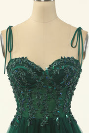 Green Sweetheart Tie-Strap A-Line Short Homecoming Dress