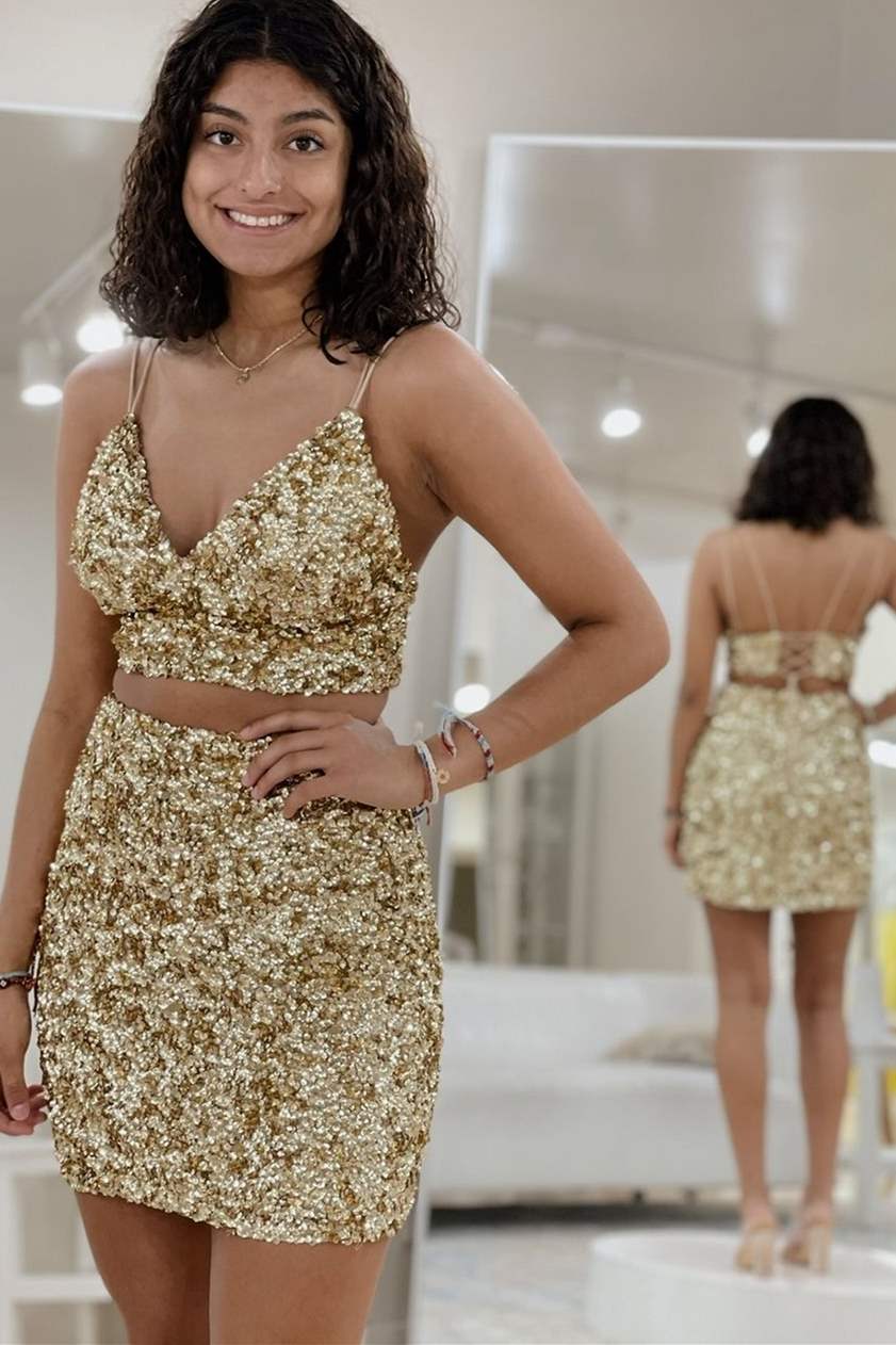 Two Piece Tight Red Sequins Homecoming Dress Modsele Two Piece Tight Red Sequins Homecoming Dress Modsele
