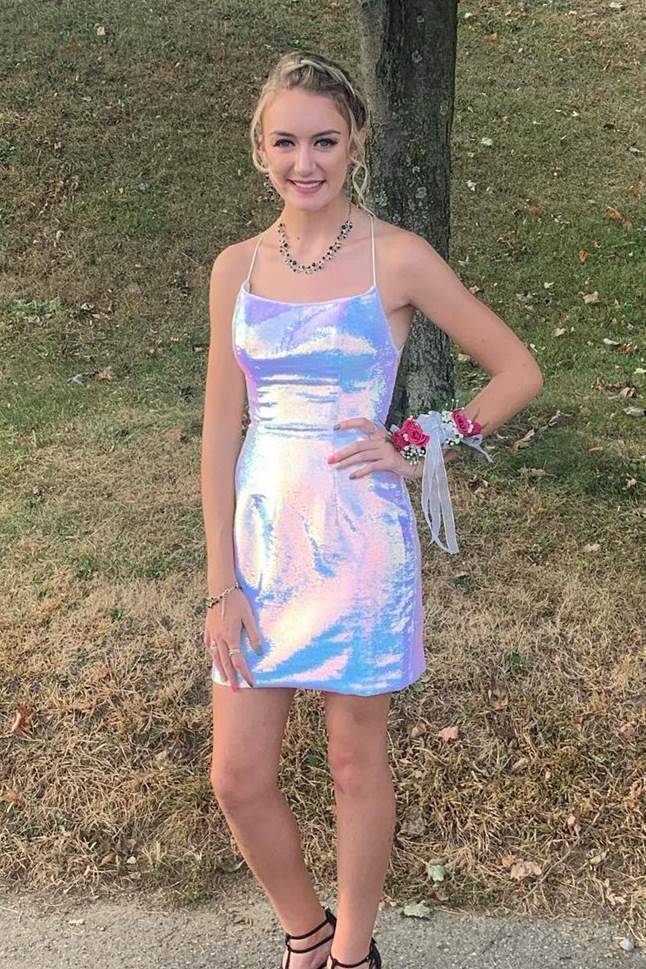 Tight White Sequins Short Homecoming Dress