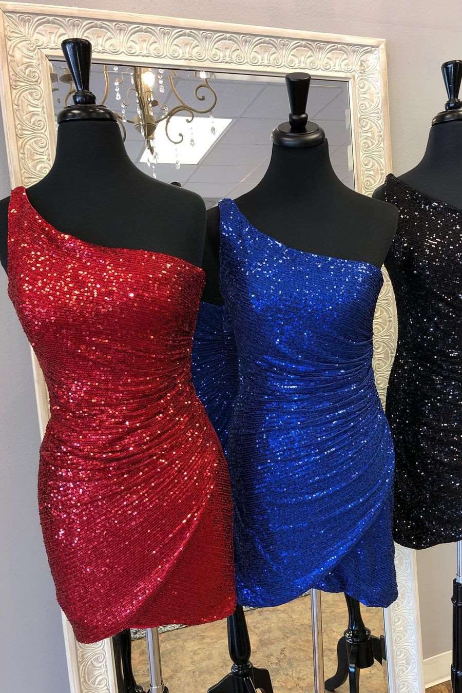 Sequins One Shoulder Bodycon Short Homecoming Dress