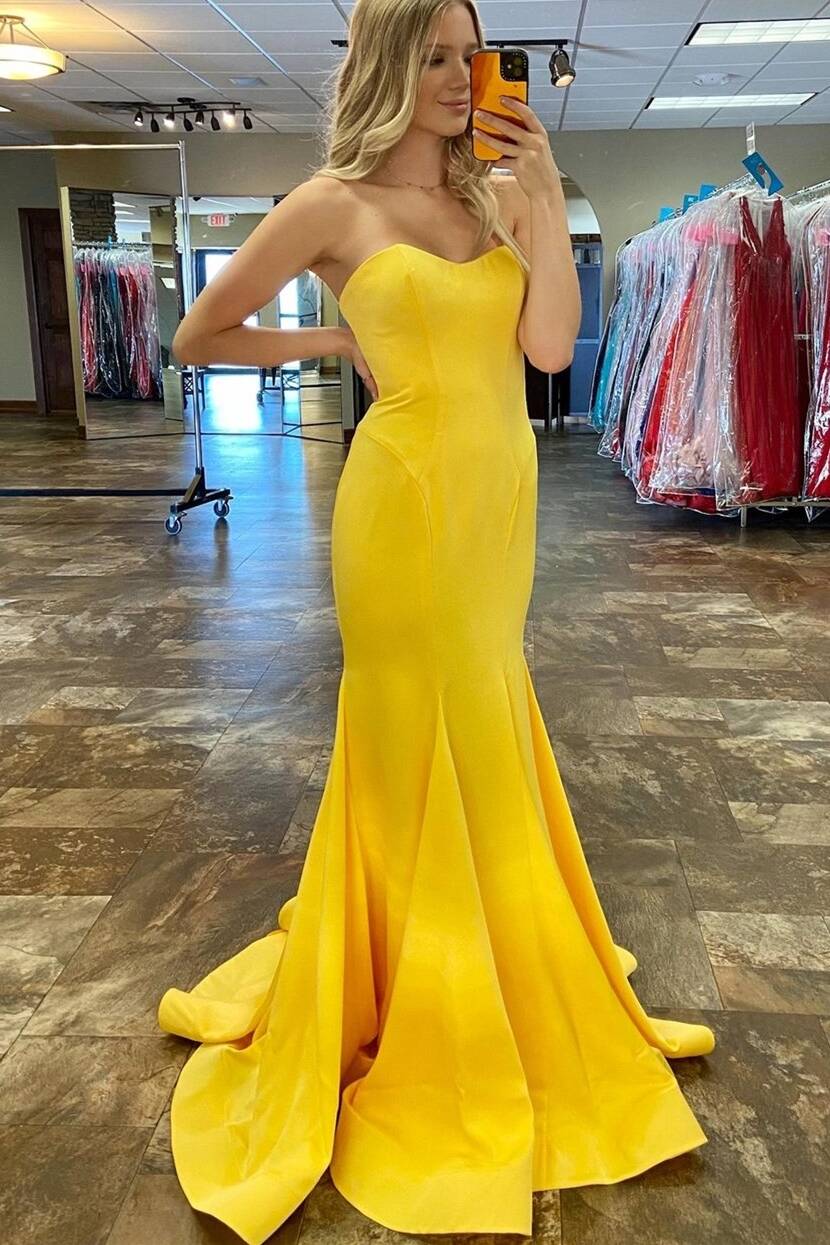 Simply Trumpet Yellow Long Formal Dress
