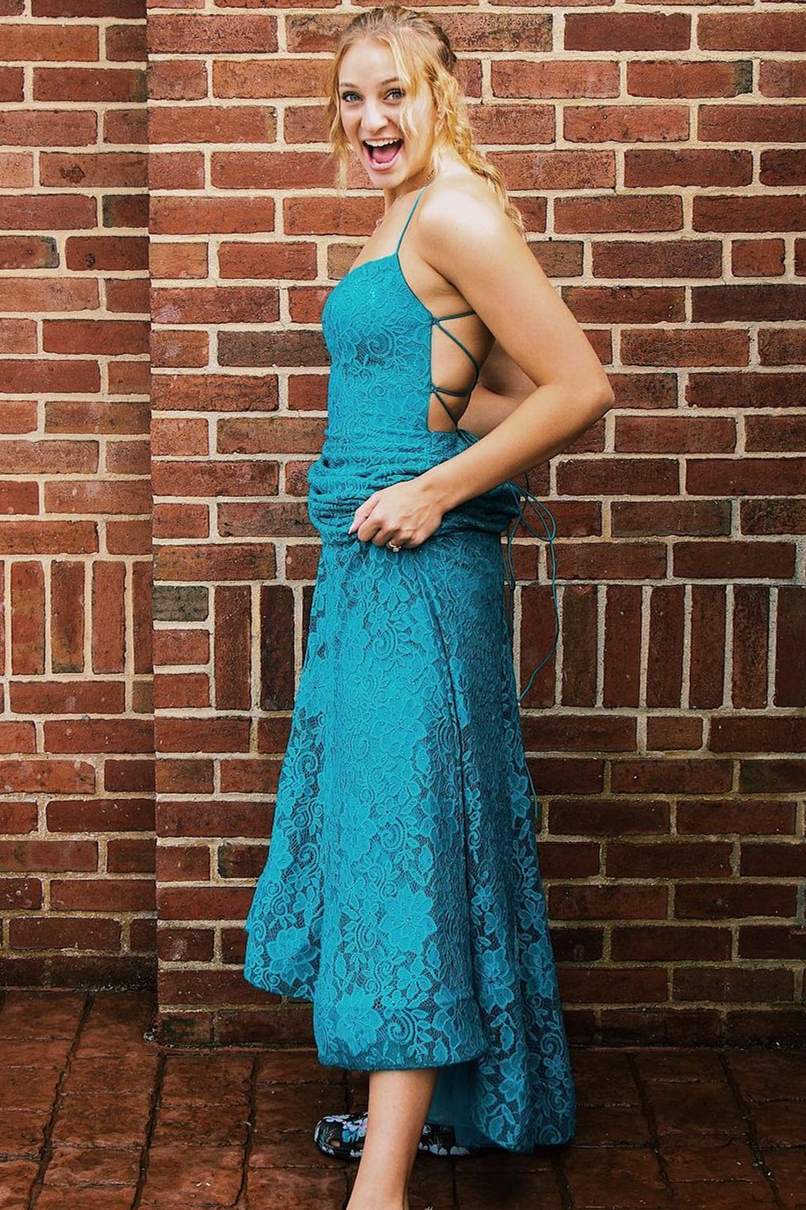 Straps Mermaid Lace Long Prom Dress