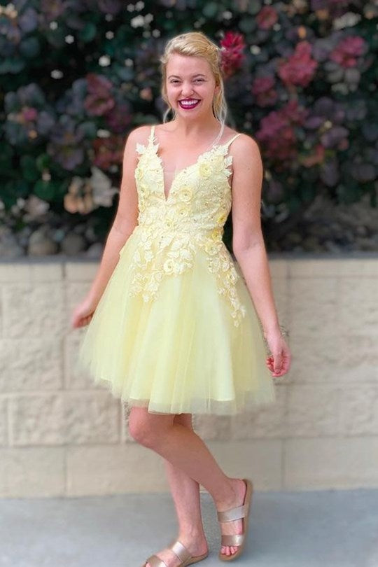 princess dress homecoming Princess Appliques Ruffle A-Line Short Blue Homecoming Dress PD524 US0 / Blue