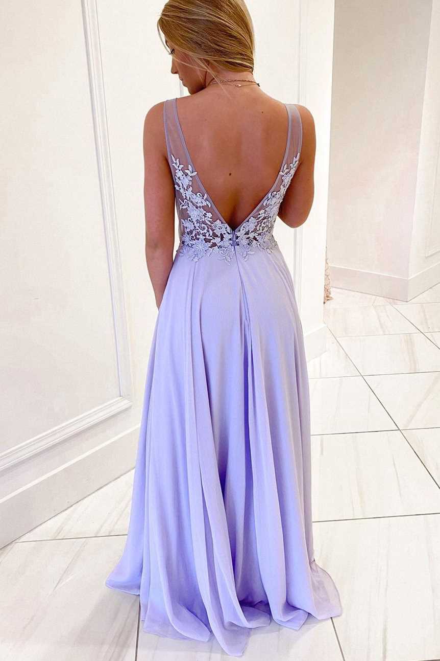Lavender Chiffon A-line Illusion V-Neck Empire-Waist Sleeveless Long F Modsele Lavender Chiffon A-line Illusion V-Neck Empire-Waist Sleeveless Long F Modsele