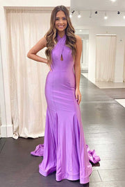 Lilac Trumpet Cross Front Long Formal Dress