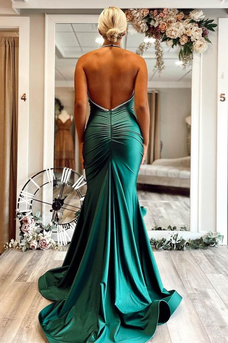 Gorgeous Trumpet Hunter Green Long Formal Dress