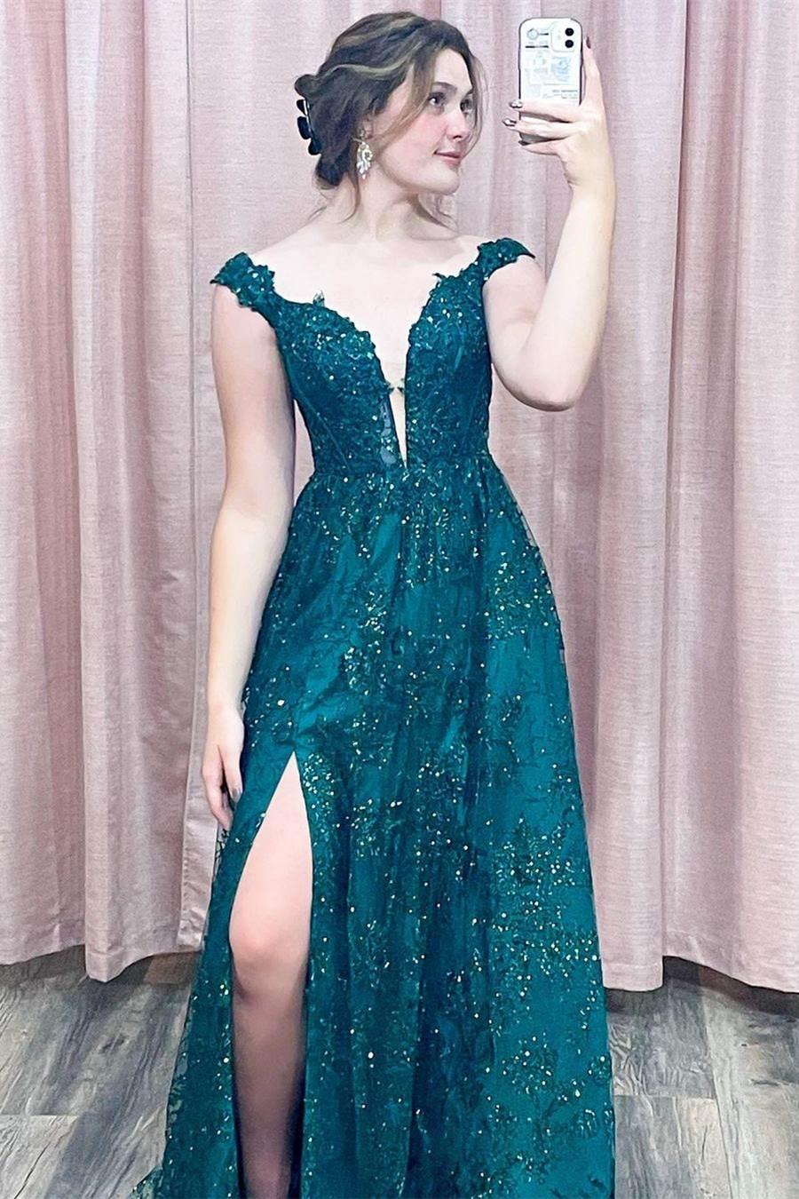 Dark turquoise prom outlet dress