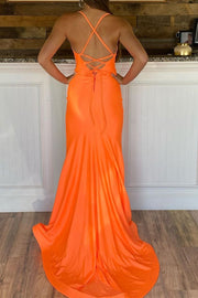 Simple Orange Mermaid Long Formal Dress