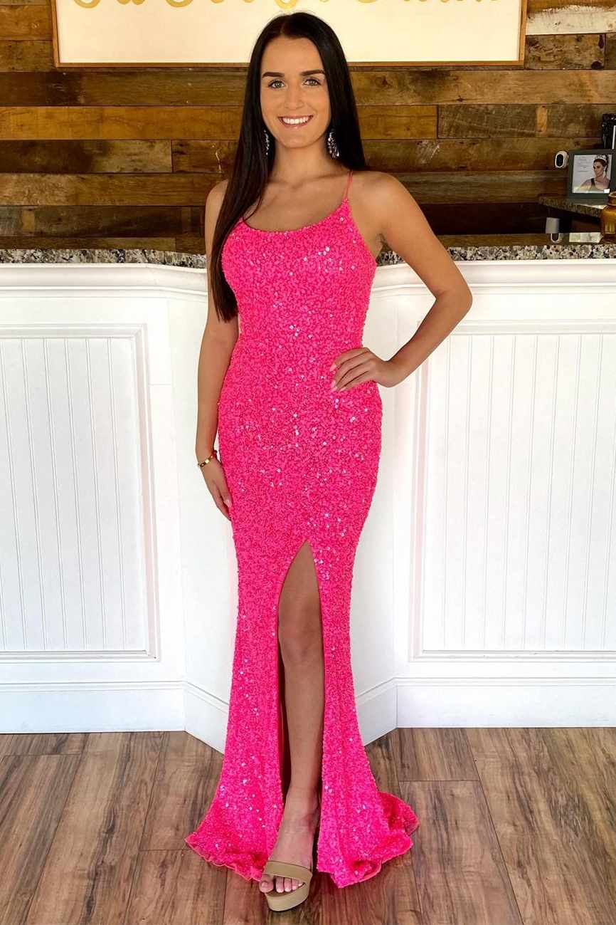 Red Sequin Halter Backless Mermaid Prom Dress