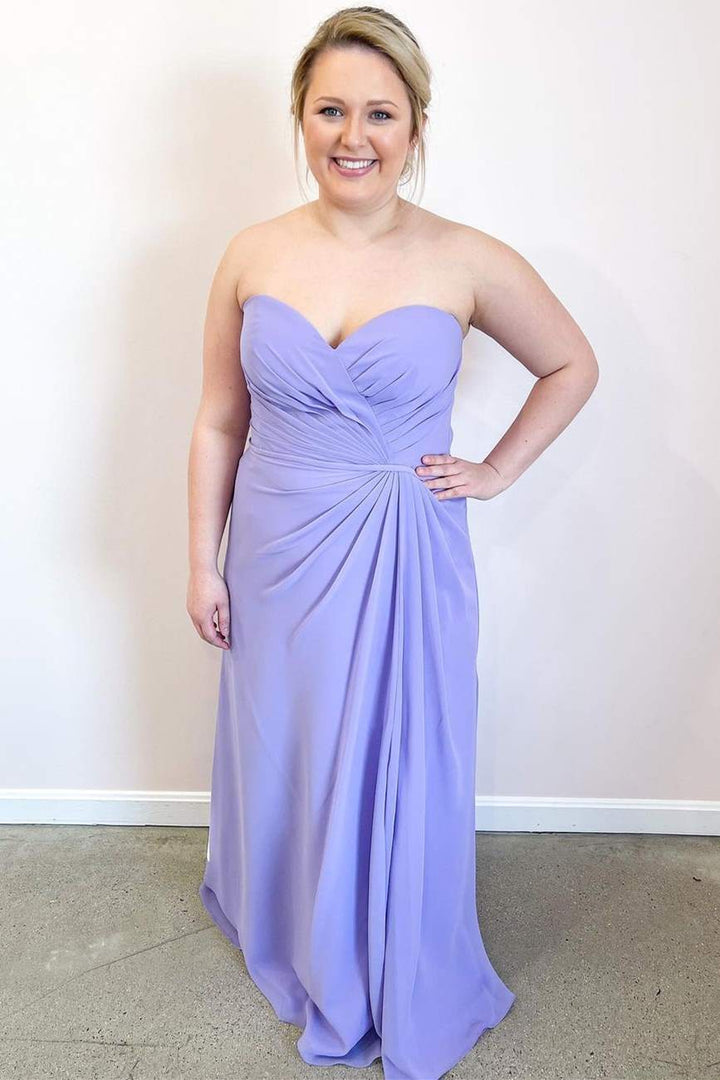 Lavender Chiffon Sweetheart Ruched Bridesmaid Dress