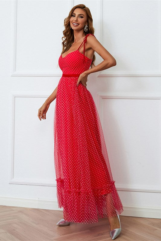 red polka dot tulle dress Red polkadot tulle dress