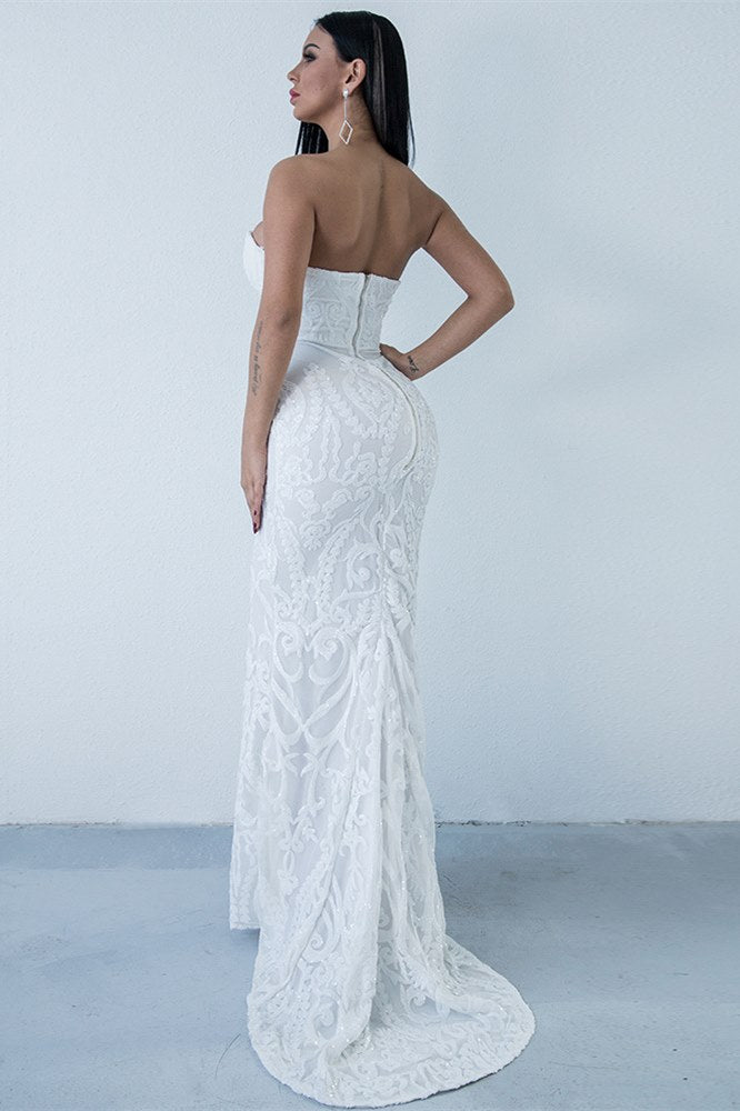 Glamorous Golden Strapless Mermaid Long Evening Dress