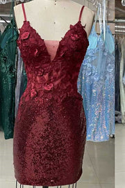 Light Blue Sequin Appliques Bodycon Homecoming Dress