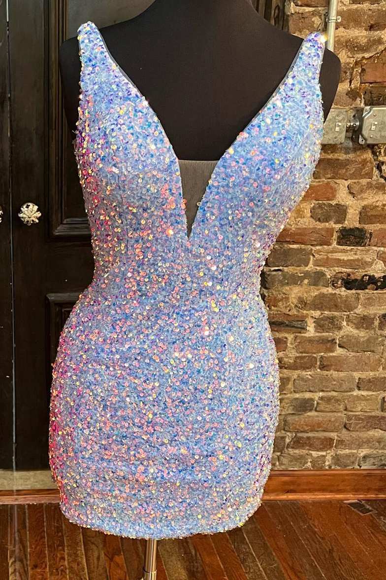 Purple Sequins Plunge Mini Homecoming Dress Modsele Purple Sequins Plunge Mini Homecoming Dress Modsele