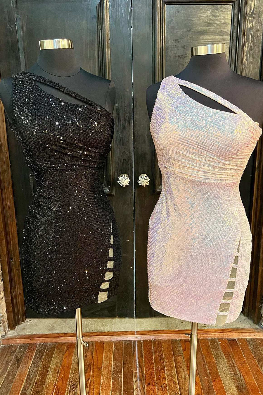 Black Sequin One-Shoulder Fitted Party Dress with Keyhole Modsele Black Sequin One-Shoulder Fitted Party Dress with Keyhole Modsele