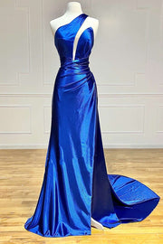 Royal Blue One-Shoulder Backless Long Formal Dress