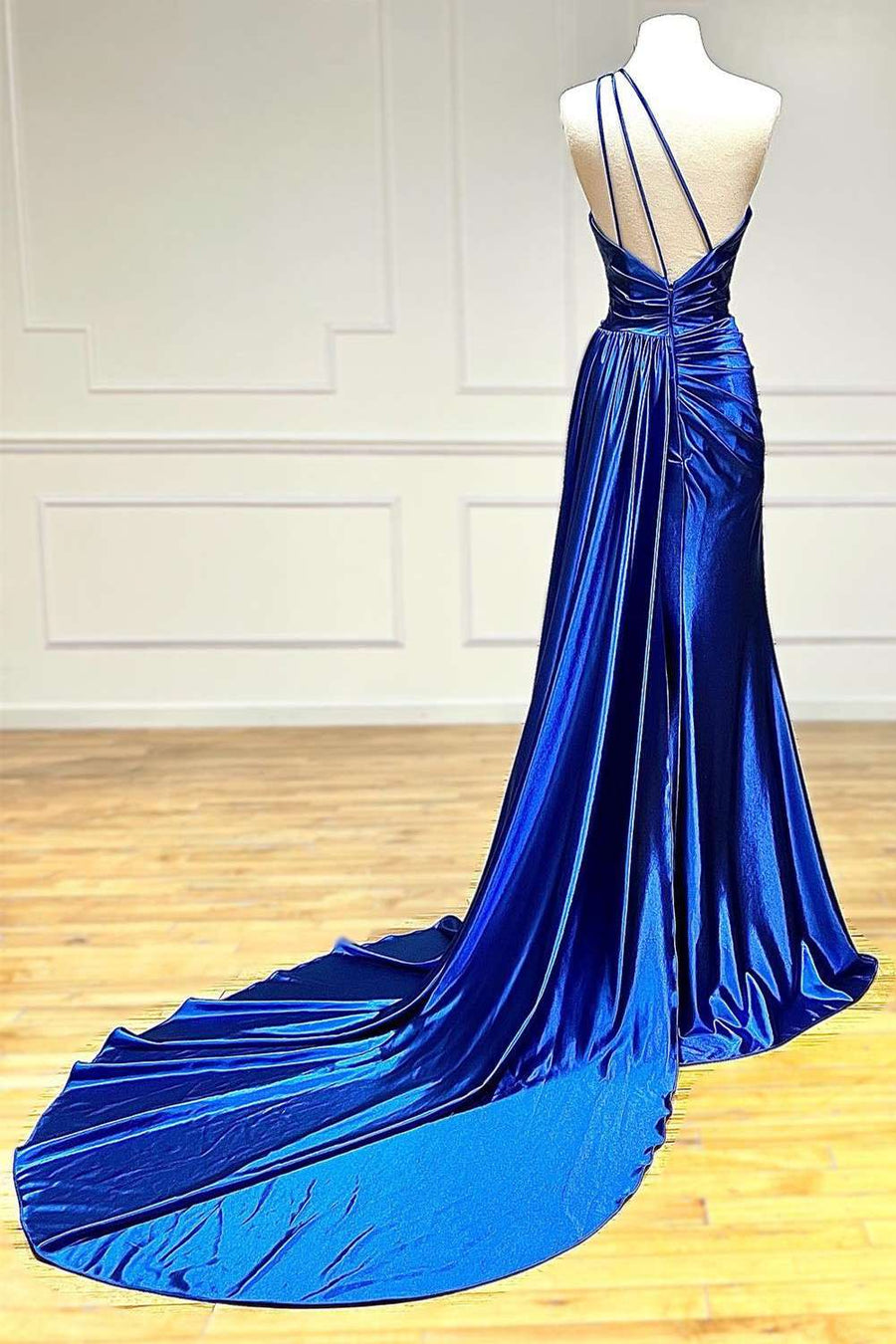 Royal Blue One-Shoulder Backless Long Formal Dress