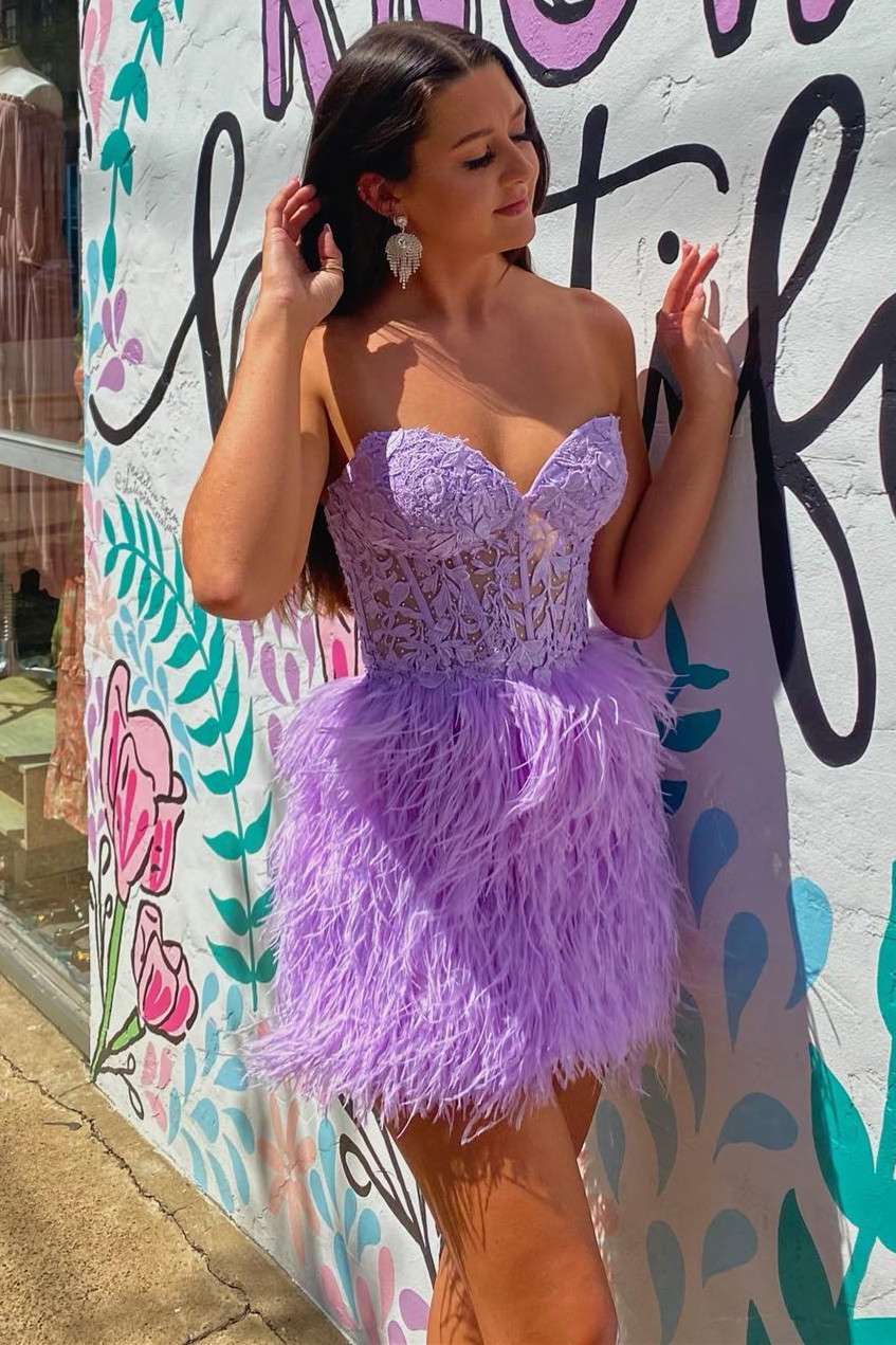 Black Feathers Strapless Short Homecoming Dress Modsele Black Feathers Strapless Short Homecoming Dress Modsele