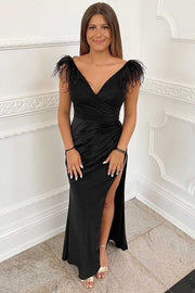 black feather prom dress Unique Sequin and Mermaid Long Gown Main Fabric TPonline Sequin Mermaid Prom Dress