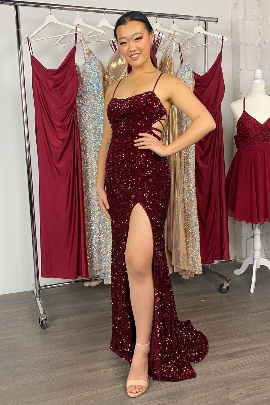 marlas prom dresses CURVE GLITTER COWL A-LINE GOWN BY LADIVINE CD252C Bridal Hive