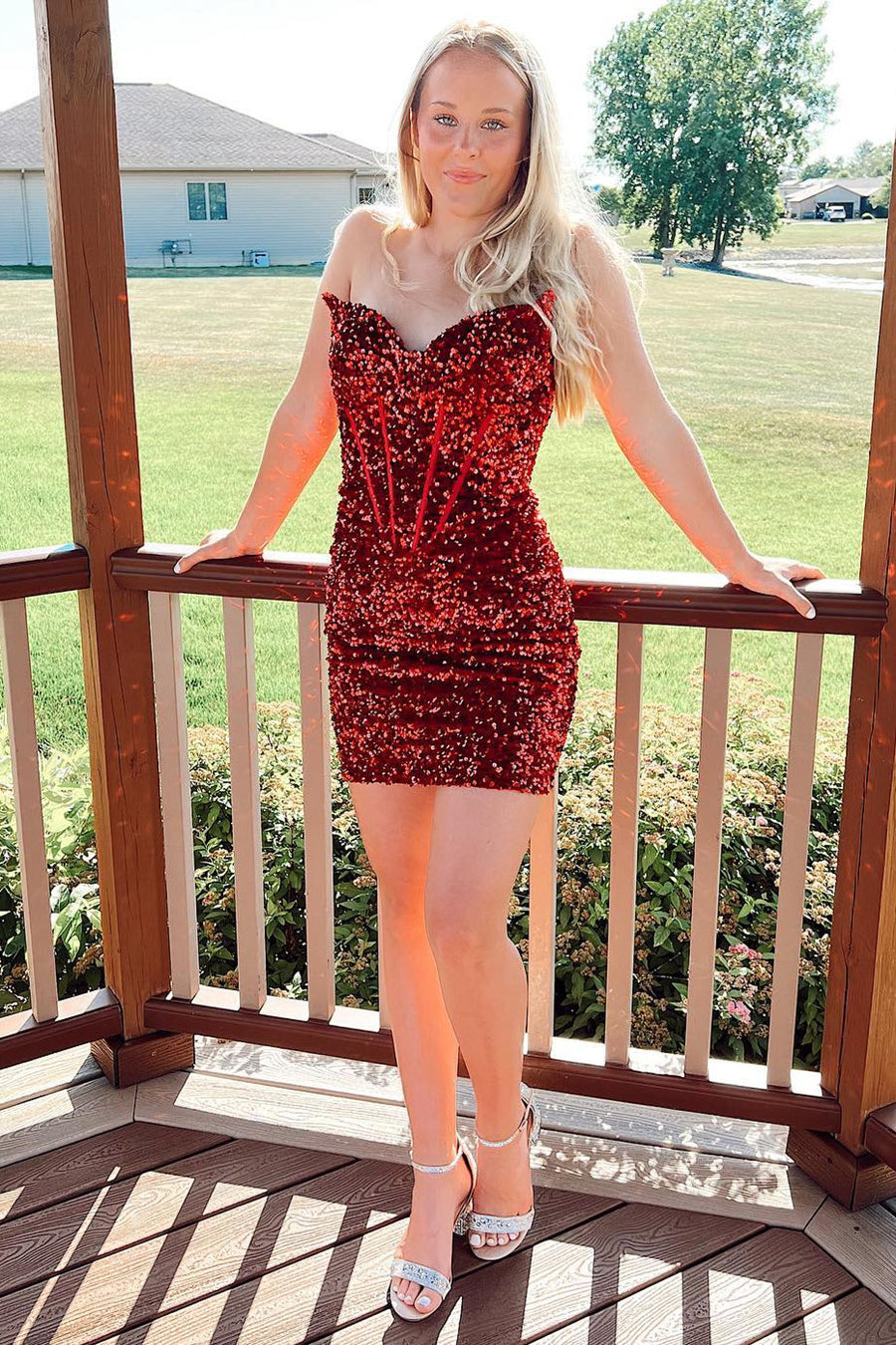 iridescent short prom dress LaDivine CD0174 Sequin Fitted Prom Short Homecoming Cocktail Dress