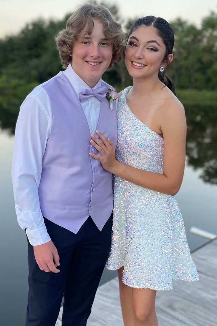 One-Shoulder Purple Sequins A-Line Short Homecoming Dress Modsele One-Shoulder Purple Sequins A-Line Short Homecoming Dress Modsele