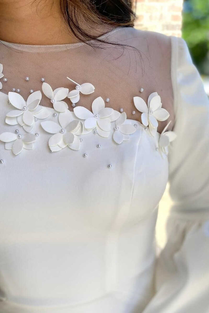 White Satin One Sleeve Short Mother of the Bride Dress