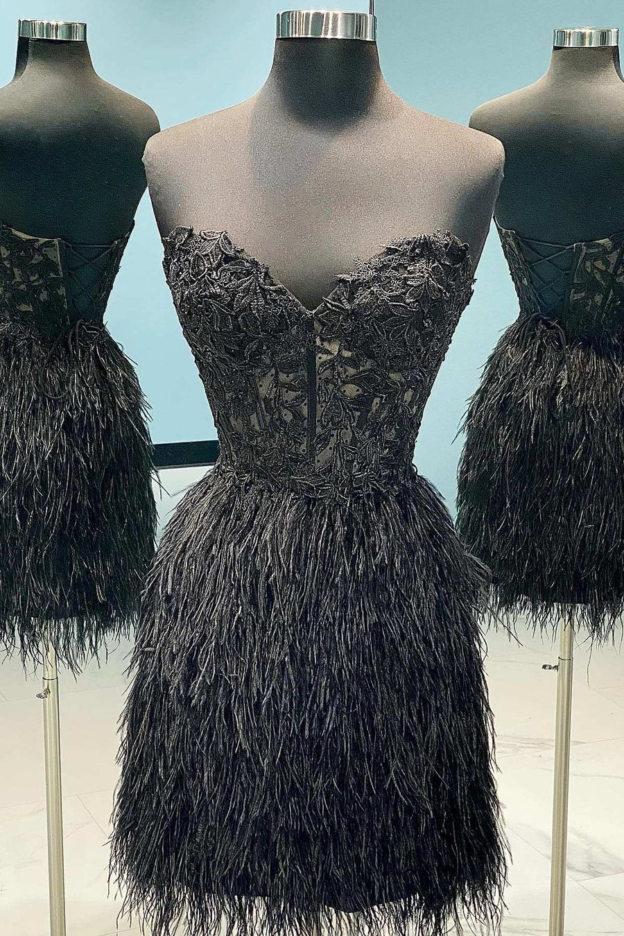 Black Feathers Strapless Short Homecoming Dress Modsele Black Feathers Strapless Short Homecoming Dress Modsele