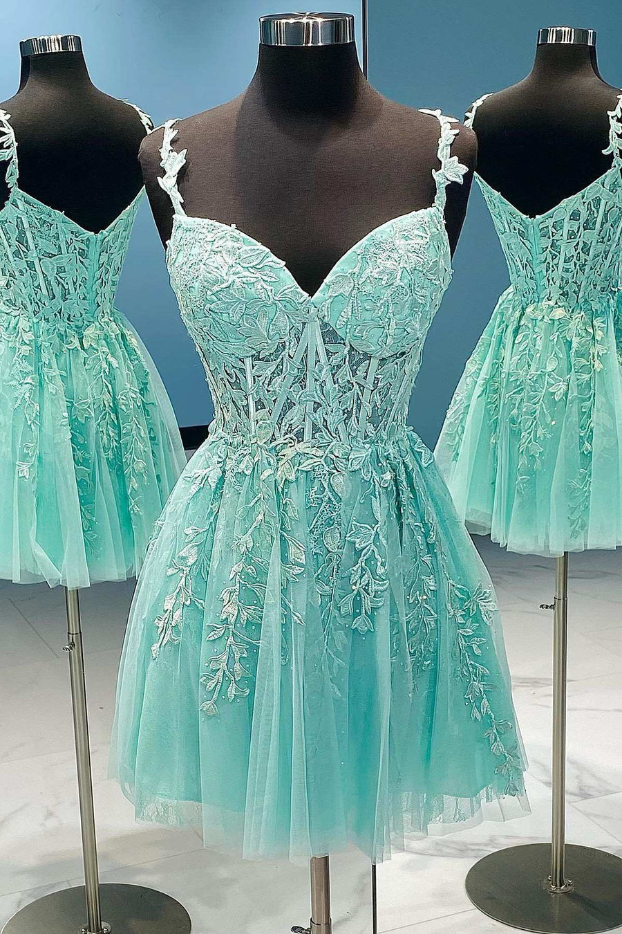 Sweet Aqua Appliques A-Line Homecoming Dress Modsele Sweet Aqua Appliques A-Line Homecoming Dress Modsele