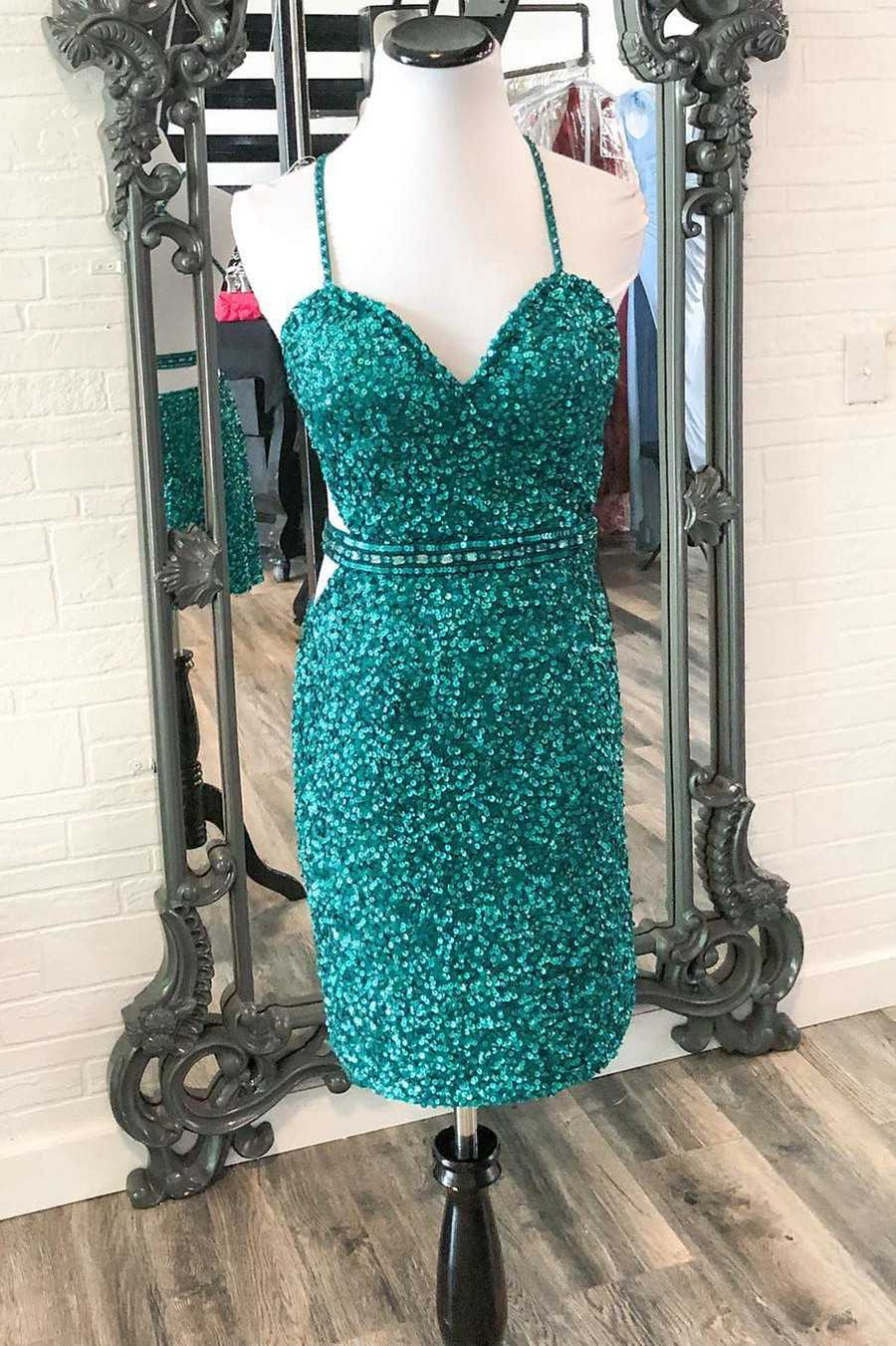 Blue Sequined Sweetheart Backless Mini Party Dress Modsele Blue Sequined Sweetheart Backless Mini Party Dress Modsele