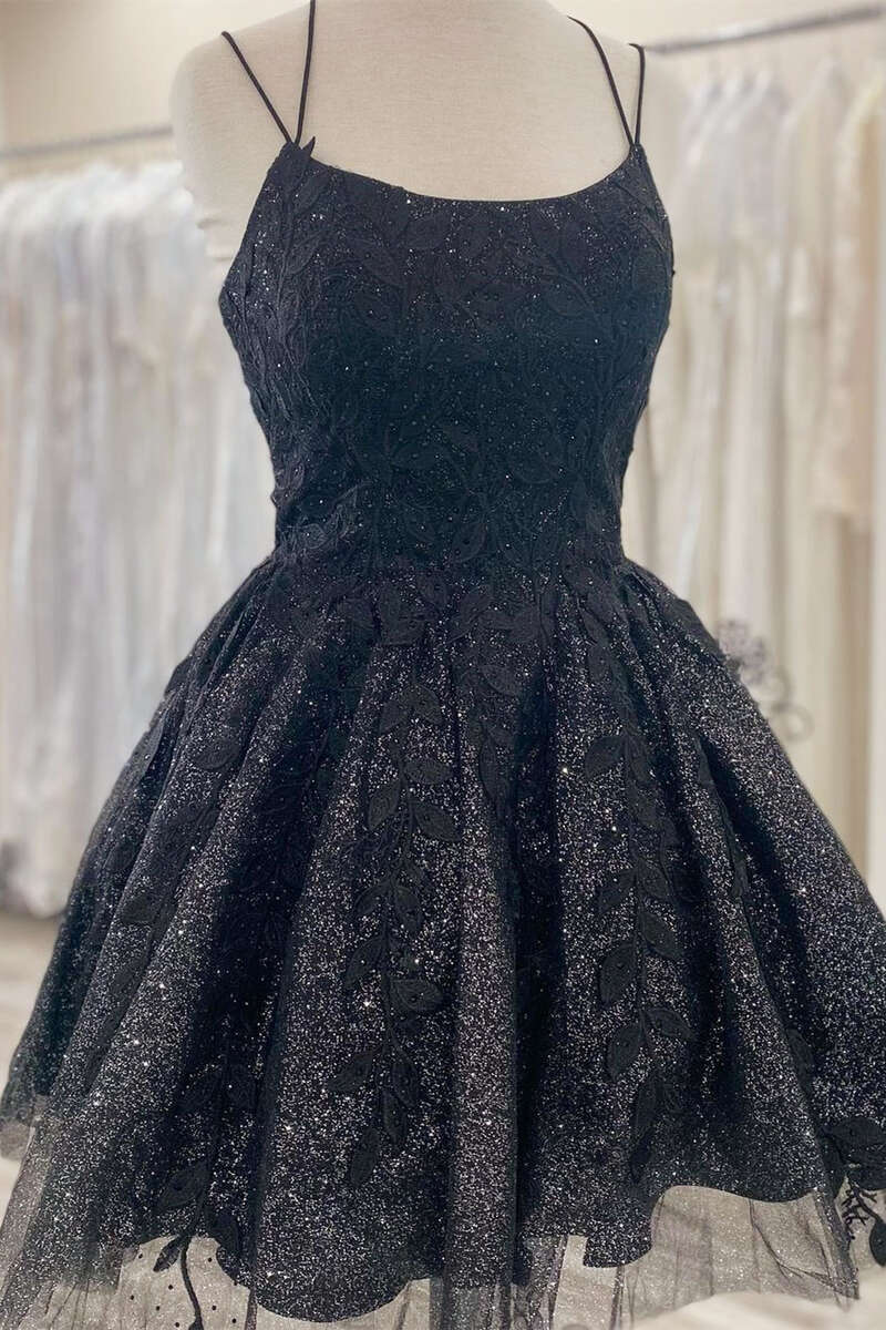 Glitter Appliques Lace-Up A-Line Short Homecoming Dress Modsele Glitter Appliques Lace-Up A-Line Short Homecoming Dress Modsele