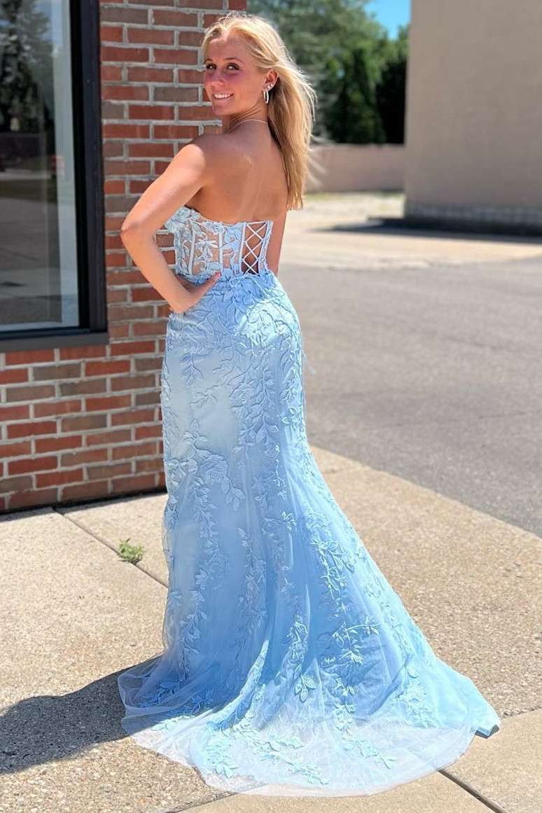 Sweetheart Black Lace Mermaid Long Formal Dress