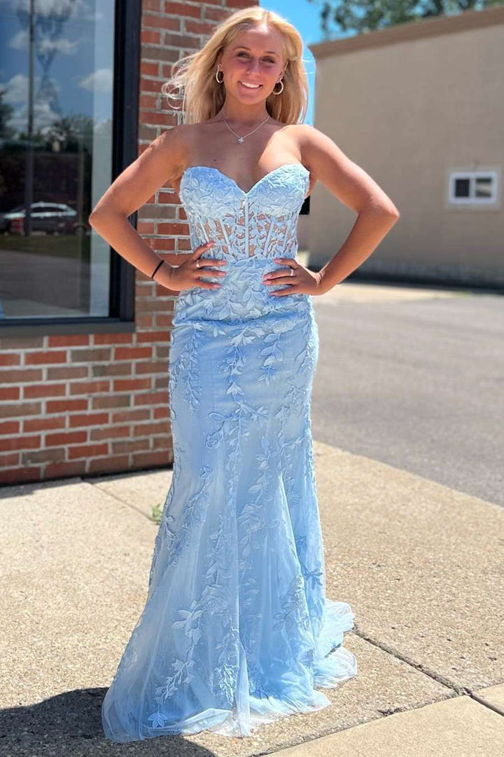 Sweetheart Black Lace Mermaid Long Formal Dress
