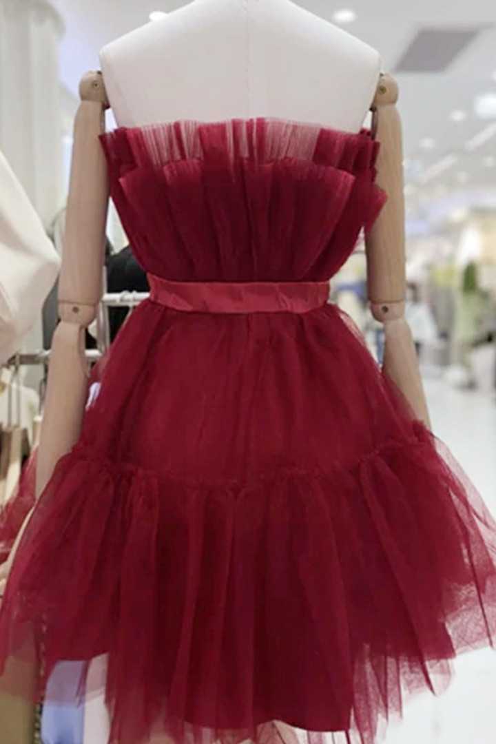 Sweet Hot Pink Strapless A-line Short Party Dress