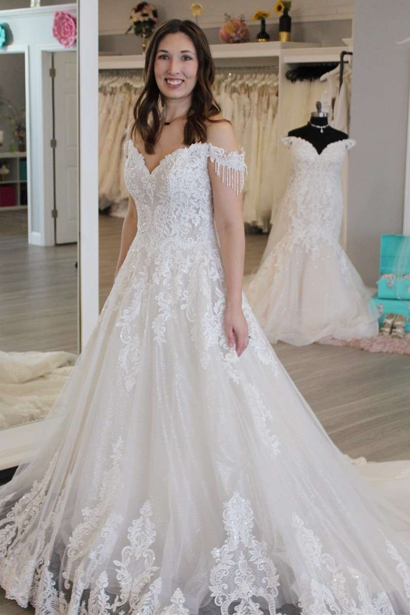 White Appliques Off-the-Shoulder Tassel A-Line Long Wedding Dress Modsele White Appliques Off-the-Shoulder Tassel A-Line Long Wedding Dress Modsele