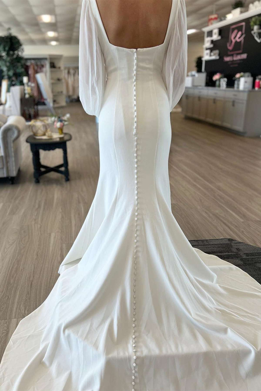 Elegant Square Neck Long Sleeve Backless Mermaid Dress Modsele Elegant Square Neck Long Sleeve Backless Mermaid Dress Modsele