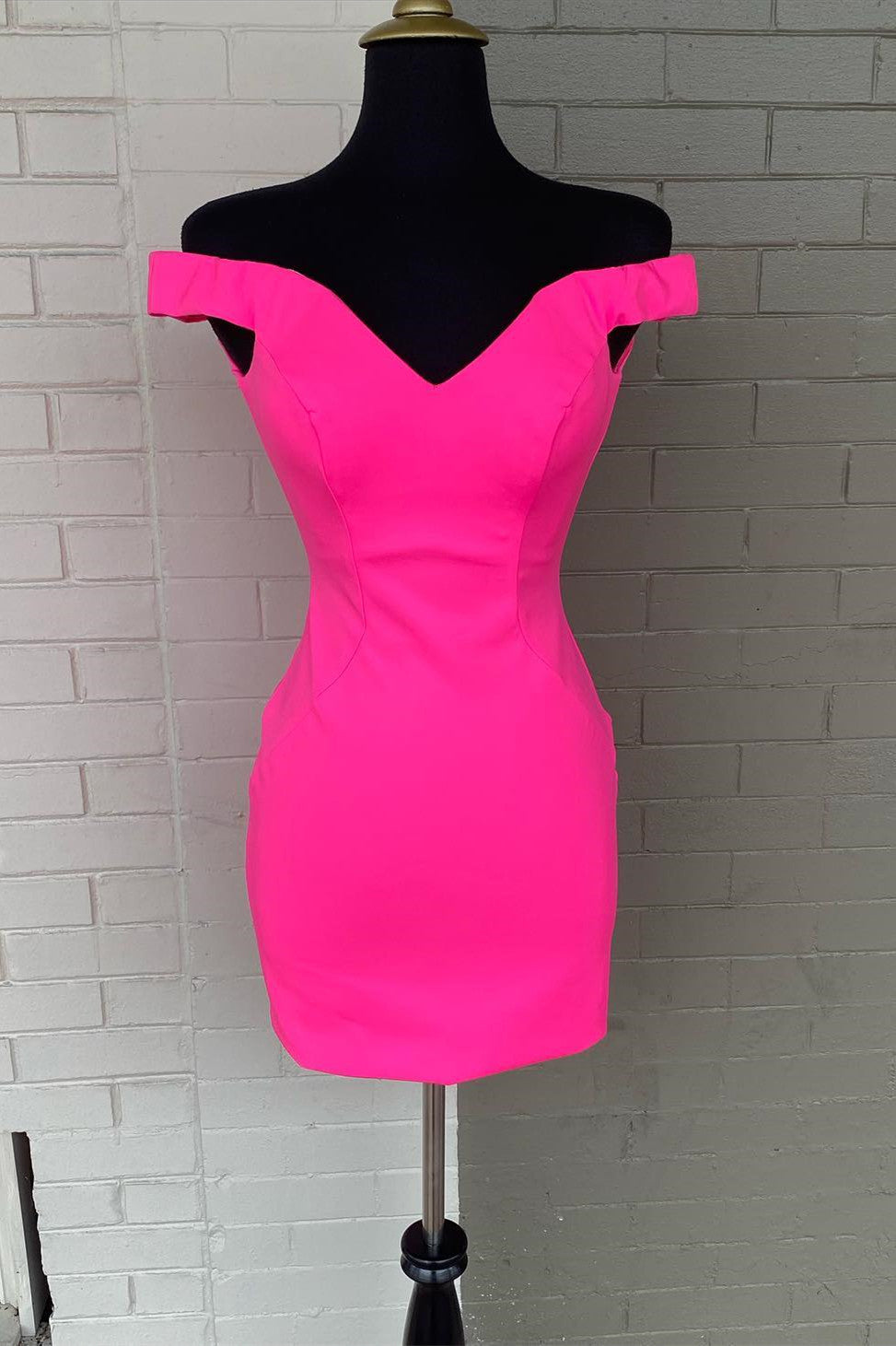 Tight Hot Pink Off the Shoulder Short Party Dress – Modsele