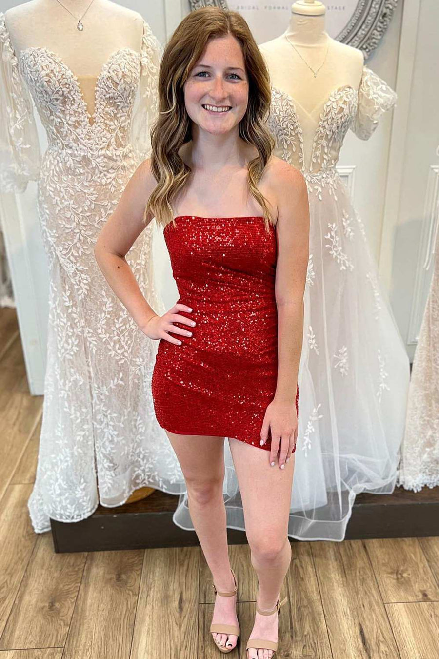 Gold Sequin Strapless Short Homecoming Dress Modsele Gold Sequin Strapless Short Homecoming Dress Modsele