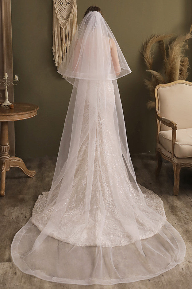 Double Layer White Mesh Bridal Veil